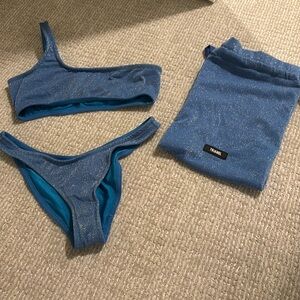 Blue Triangl One shoulder swimsuit